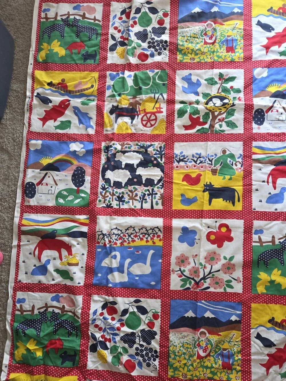 Vintage Spring Mills Farm Sewing Quilting Fake Quilt Cotton Fabric